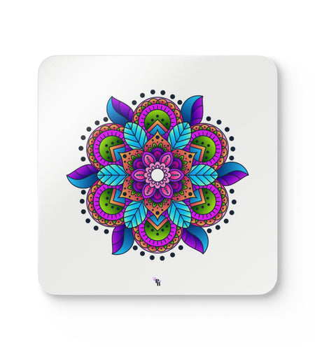 Vibrant Mandala Cork Coaster Set | Colorful Drink Coasters, Eco-Friendly Decor
