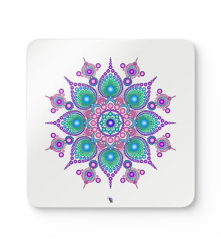Vibrant Mandala Cork Coaster Set | Colorful Drink Coasters, Eco-Friendly Decor