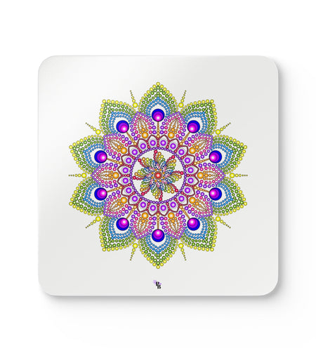 Vibrant Mandala Cork Coaster Set | Colorful Drink Coasters, Eco-Friendly Decor